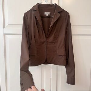 Vintage Marissa Minicucci Brown Silk Blend Clip Front Blazer - size 6